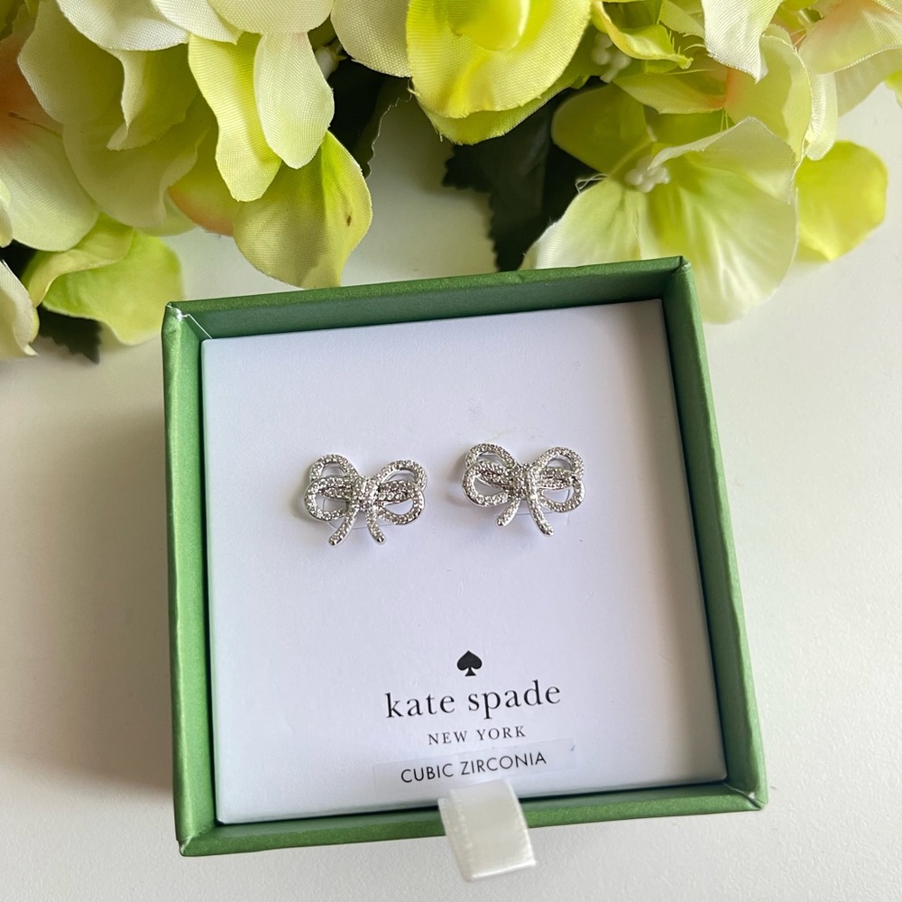 Kate Spade Sparkling Silver Bow Studs